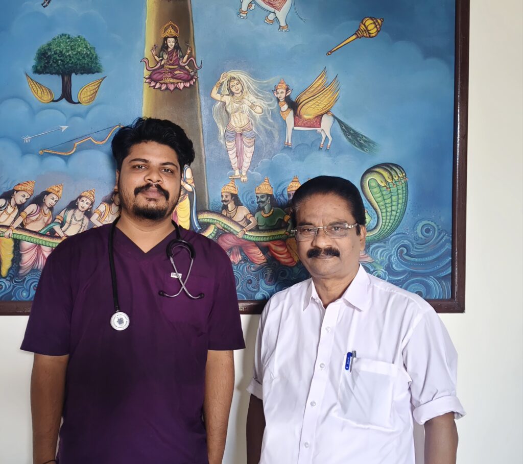 Ex MLA C.K. Sadasivan during his visit to Sreerudra Ayurveda